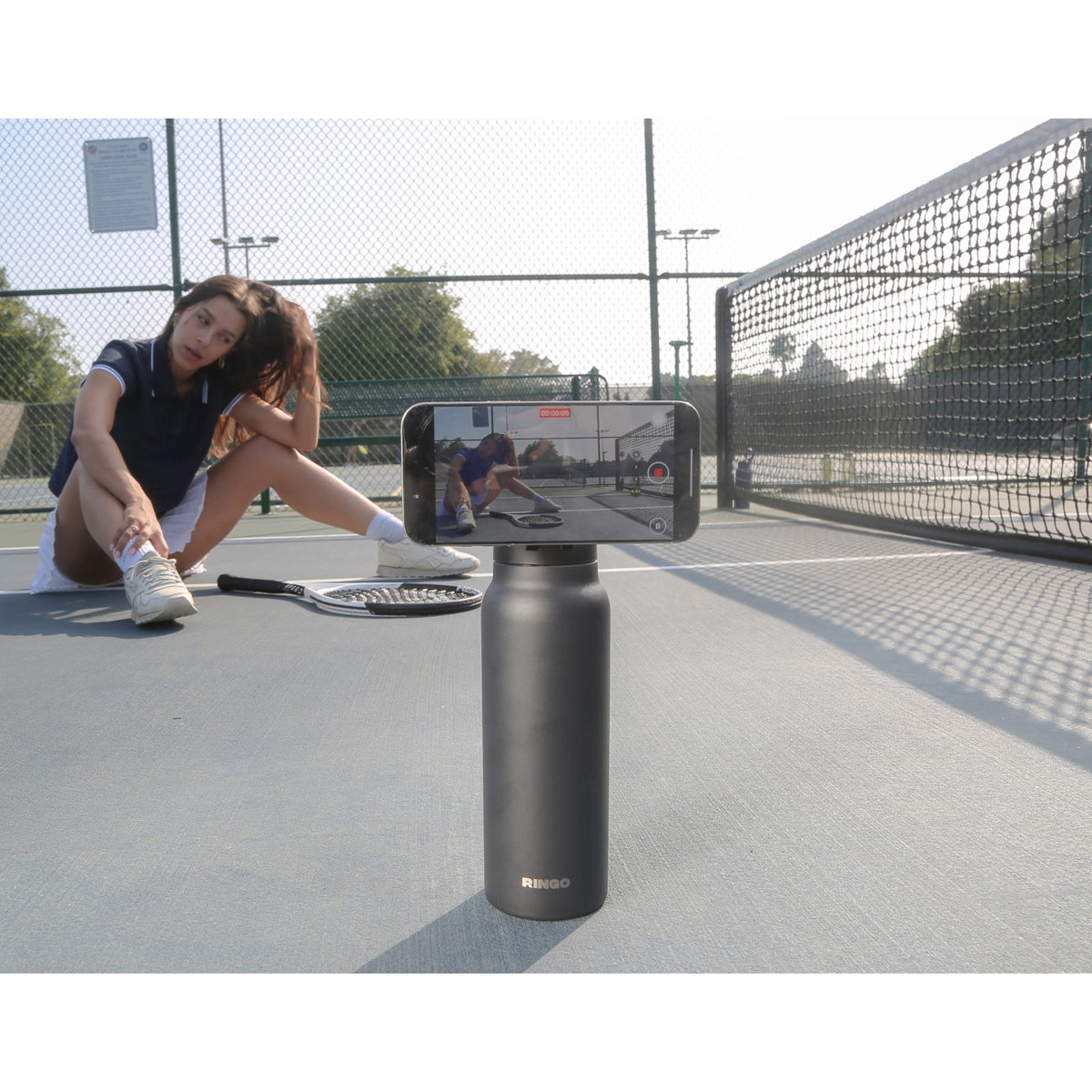 Ringo Pro Water Bottle with Magnetic Phone Ring, 24 oz Full Color - Black - View 9