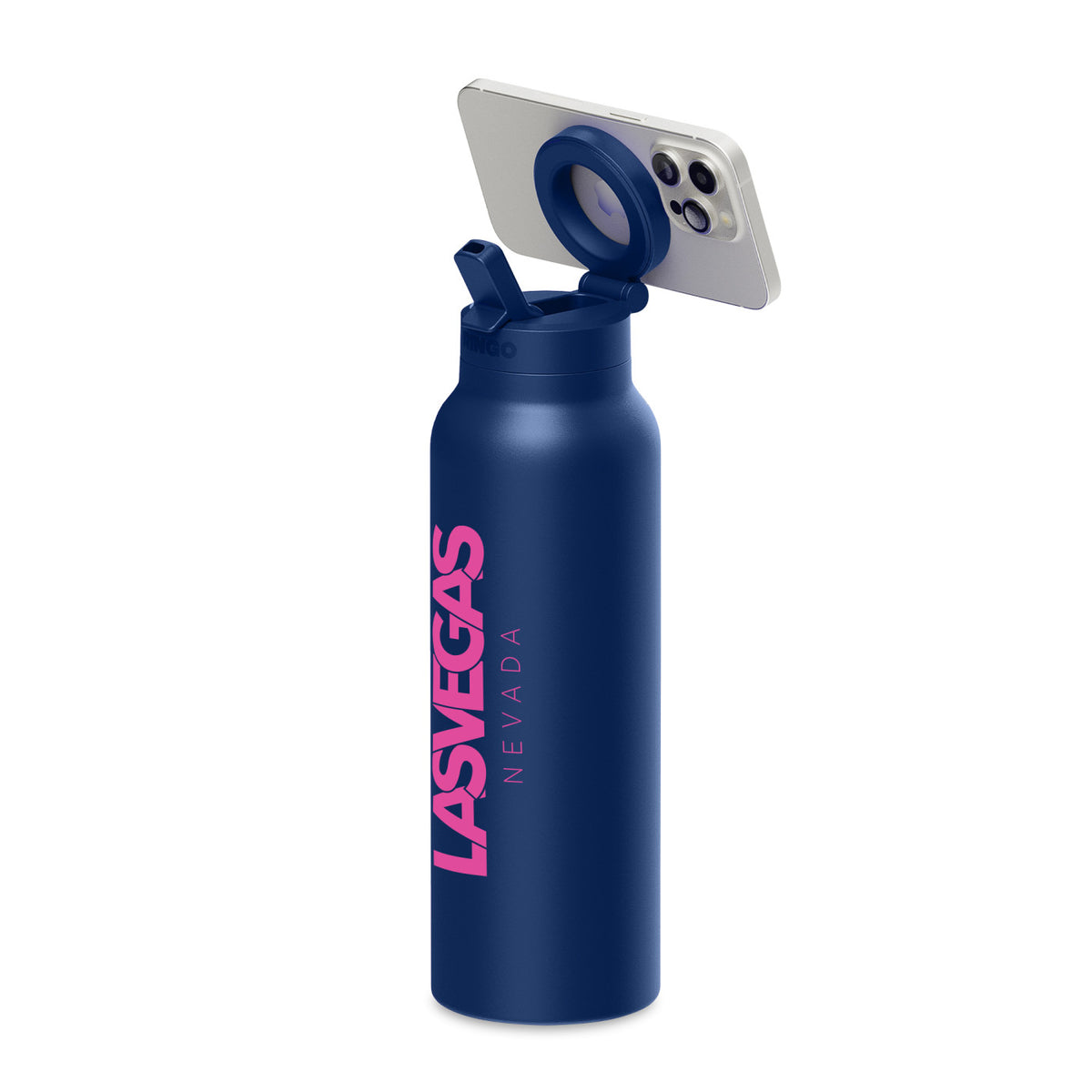 Ringo Pro Water Bottle with Magnetic Phone Ring, 24 oz Full Color - Blue - View 1
