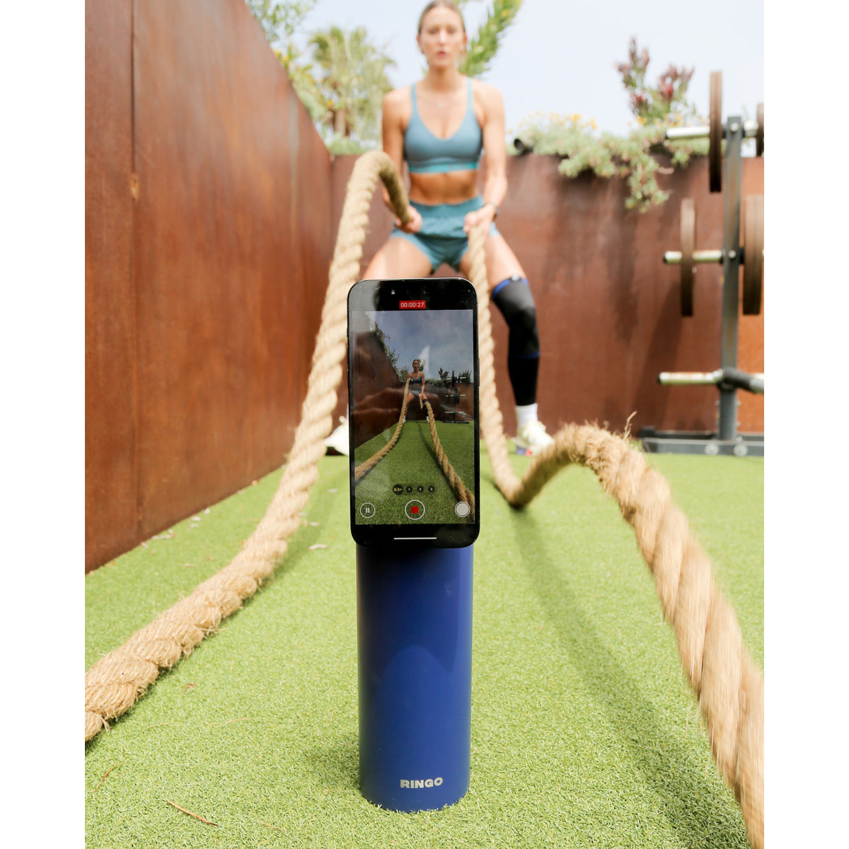 Ringo Pro Water Bottle with Magnetic Phone Ring, 24 oz Full Color - Blue - View 8
