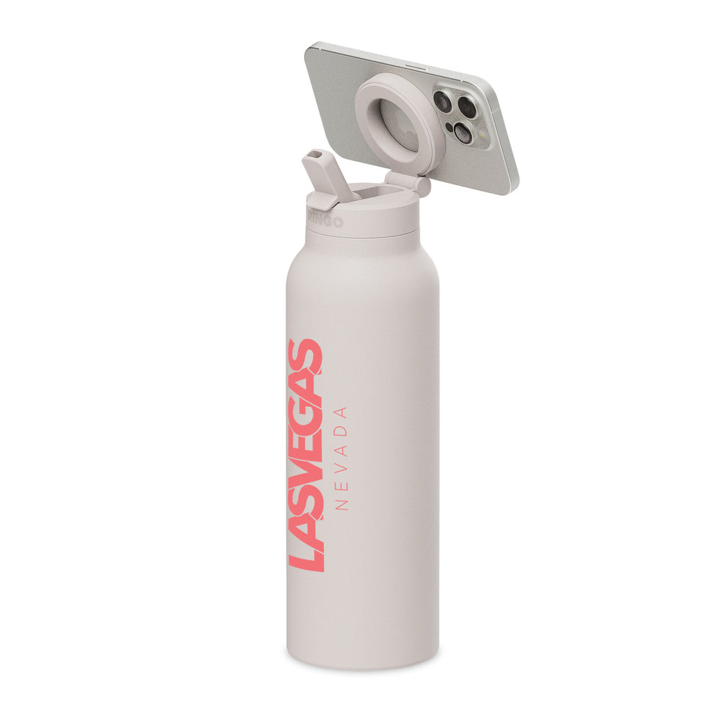 Ringo Pro Water Bottle with Magnetic Phone Ring, 24 oz Full Color - Ivory - View 1