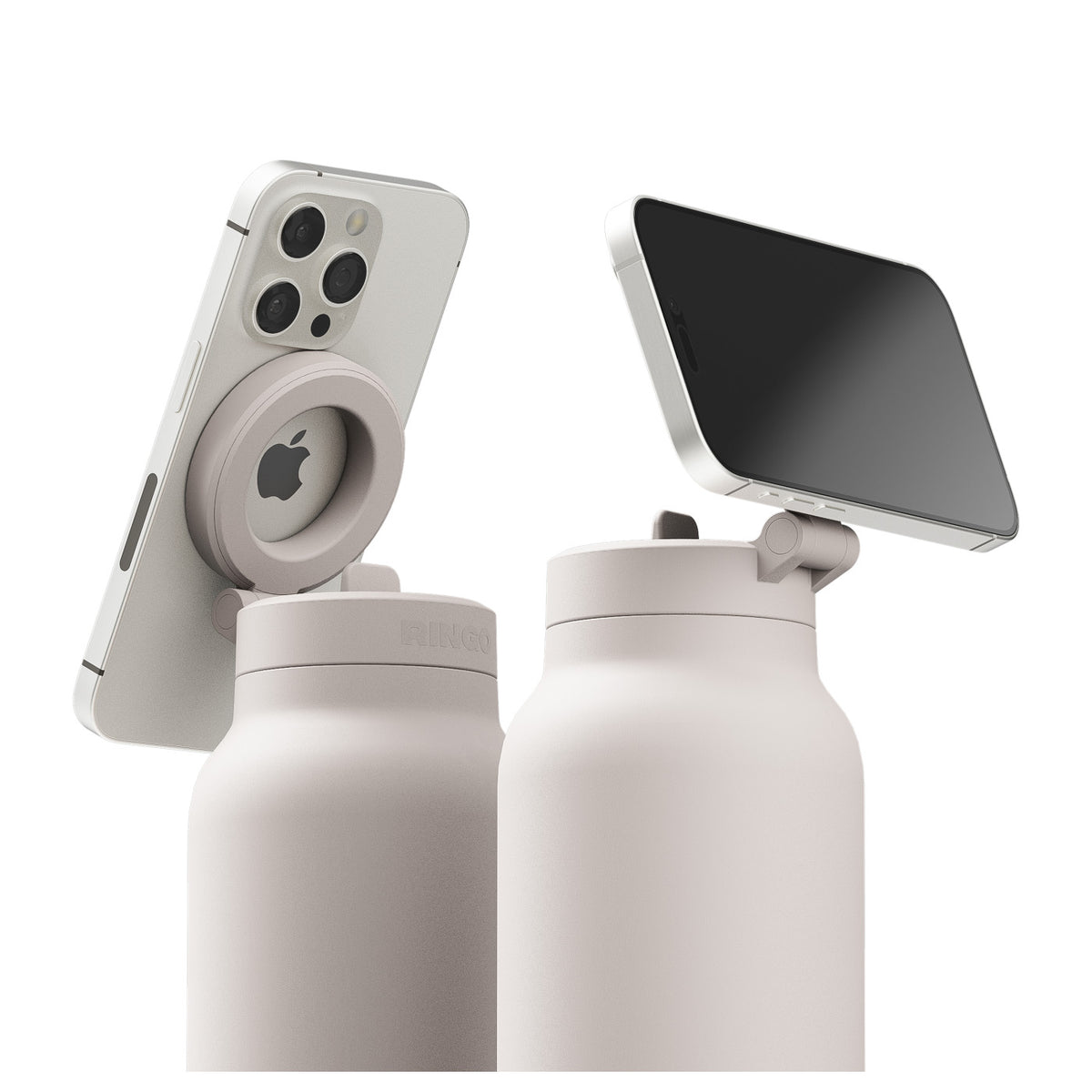 Ringo Pro Water Bottle with Magnetic Phone Ring, 24 oz Full Color - Ivory - View 3