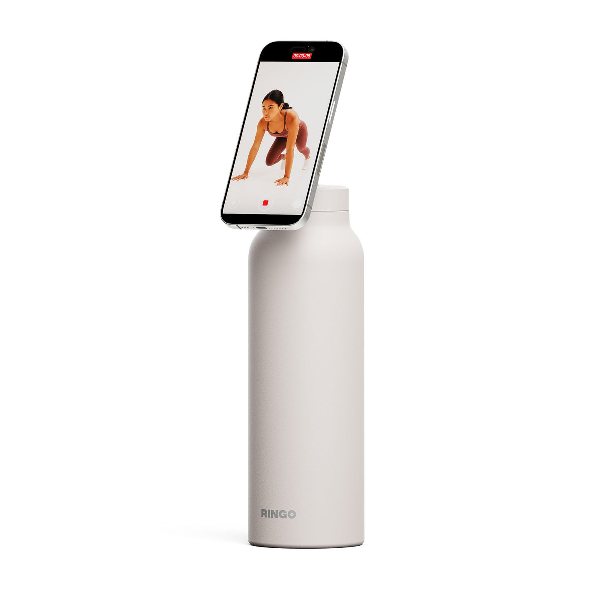 Ringo Pro Water Bottle with Magnetic Phone Ring, 24 oz Full Color - Ivory - View 5