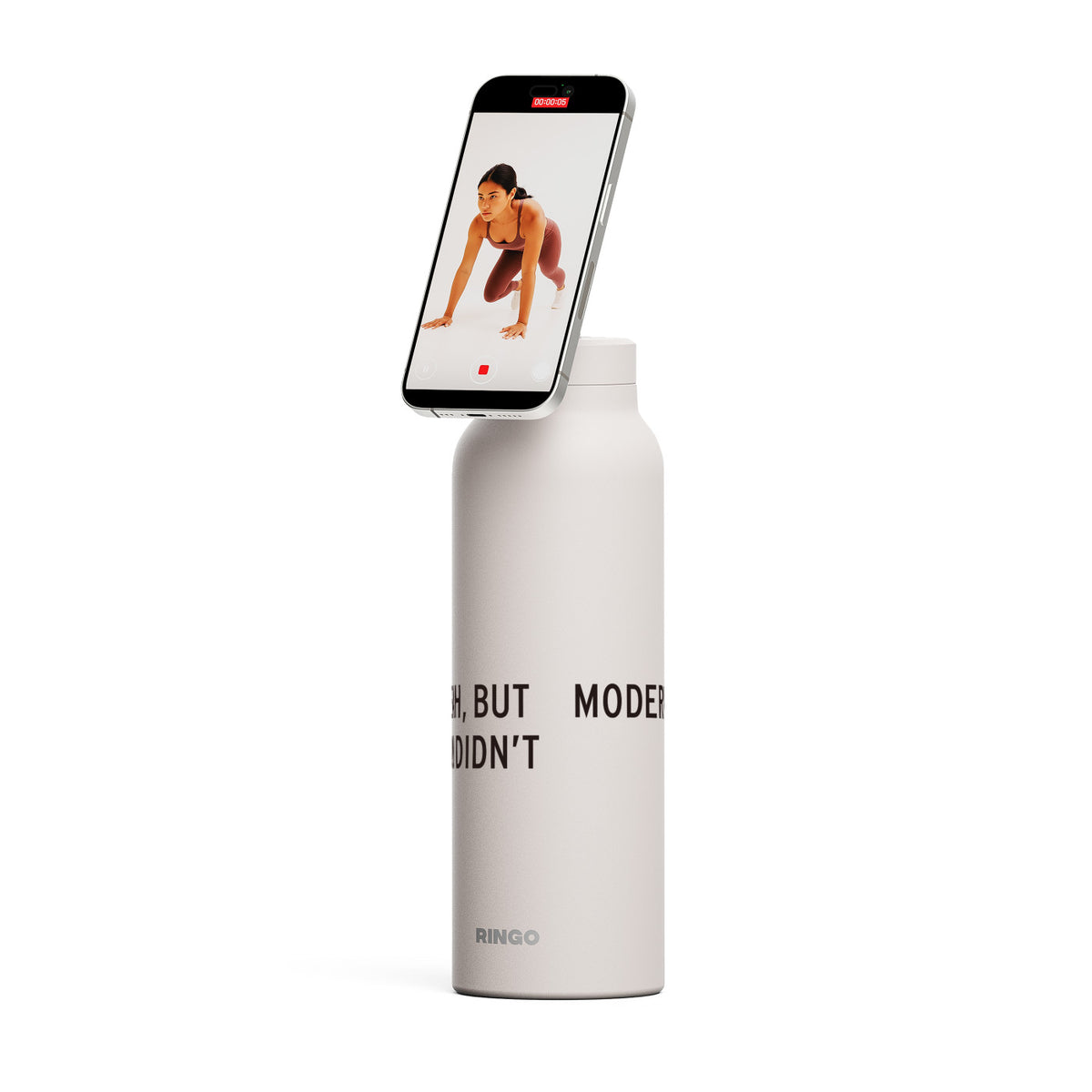 Ringo Pro Water Bottle with Magnetic Phone Ring, 24 oz Full Color - Ivory - View 9