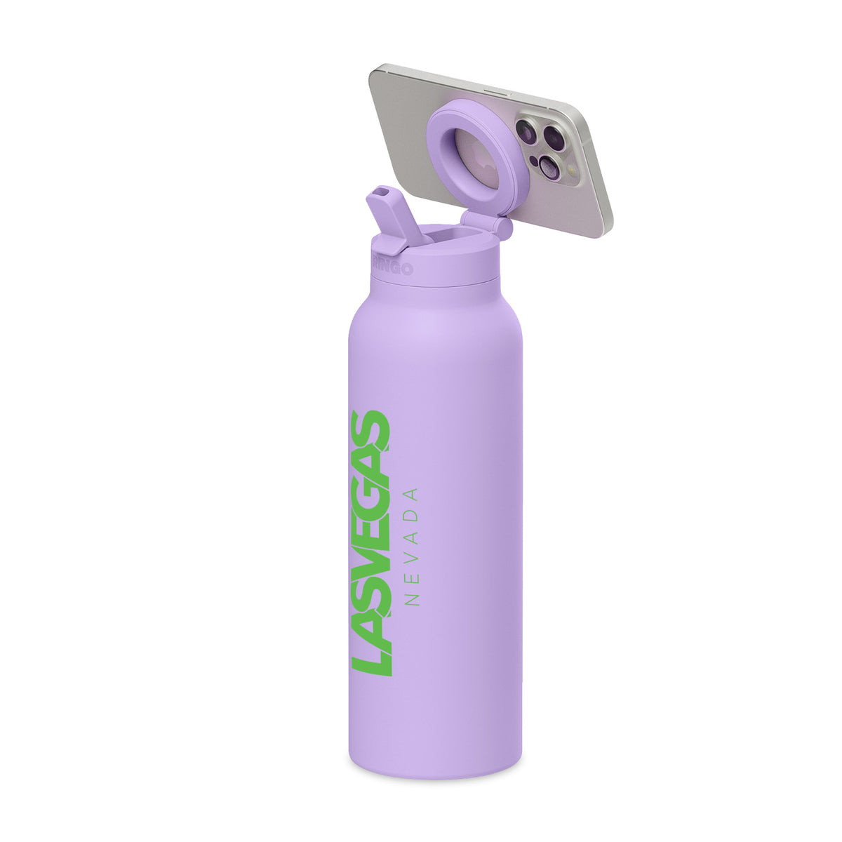 Ringo Pro Water Bottle with Magnetic Phone Ring, 24 oz Full Color - Lilac - View 1
