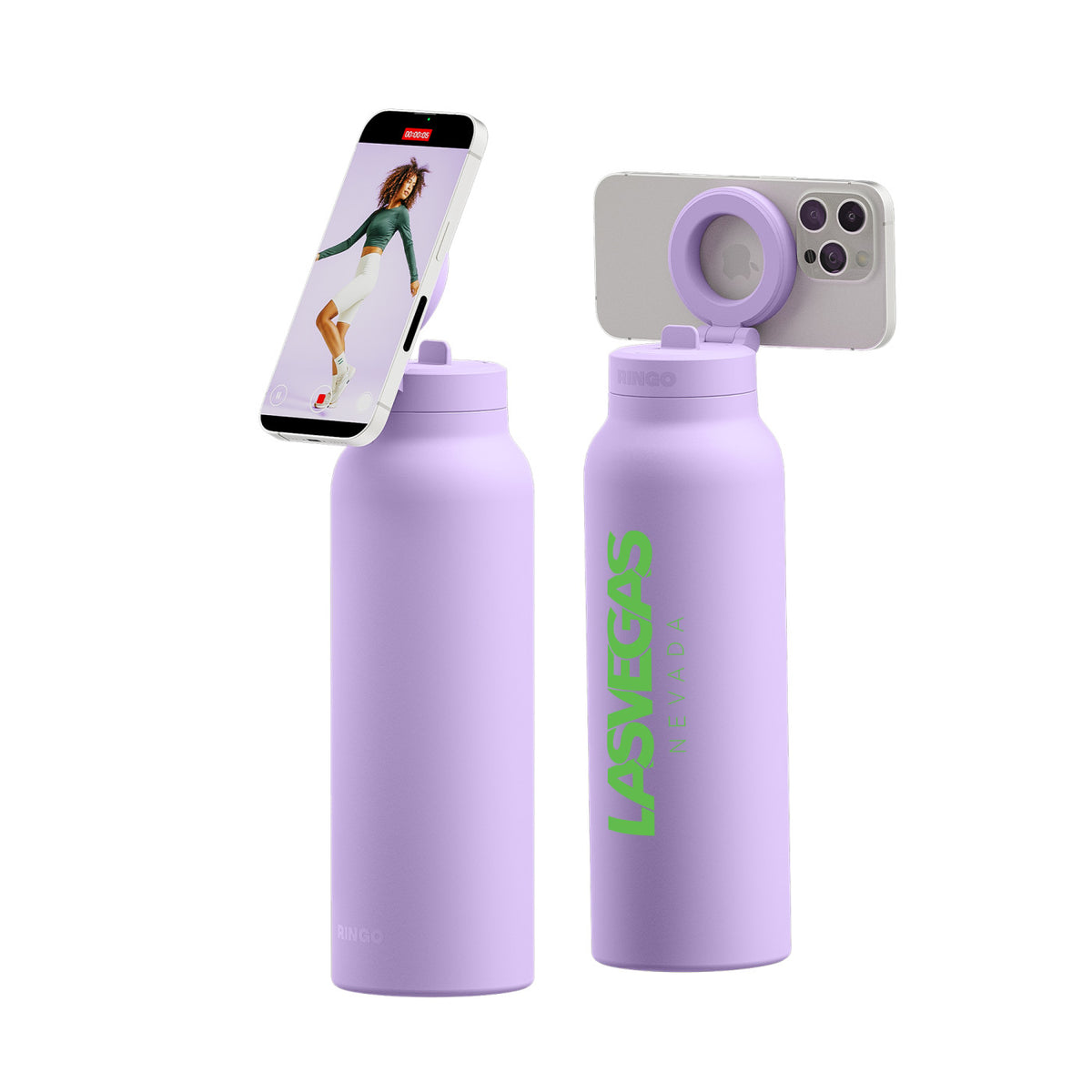 Ringo Pro Water Bottle with Magnetic Phone Ring, 24 oz Full Color - Lilac - View 2