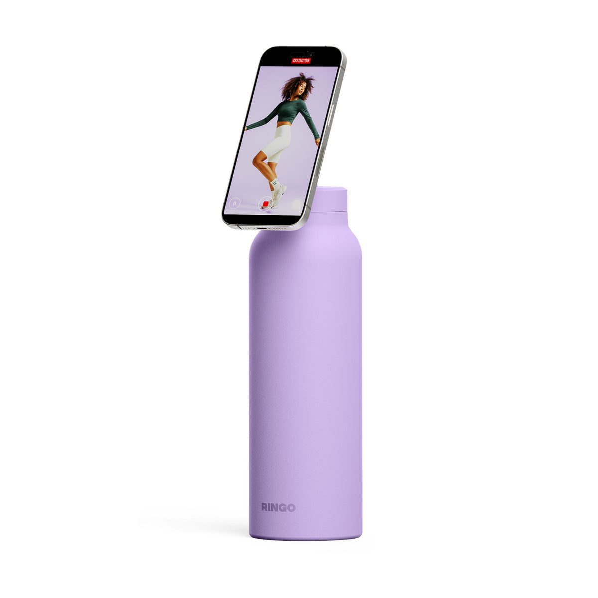 Ringo Pro Water Bottle with Magnetic Phone Ring, 24 oz Full Color - Lilac - View 6