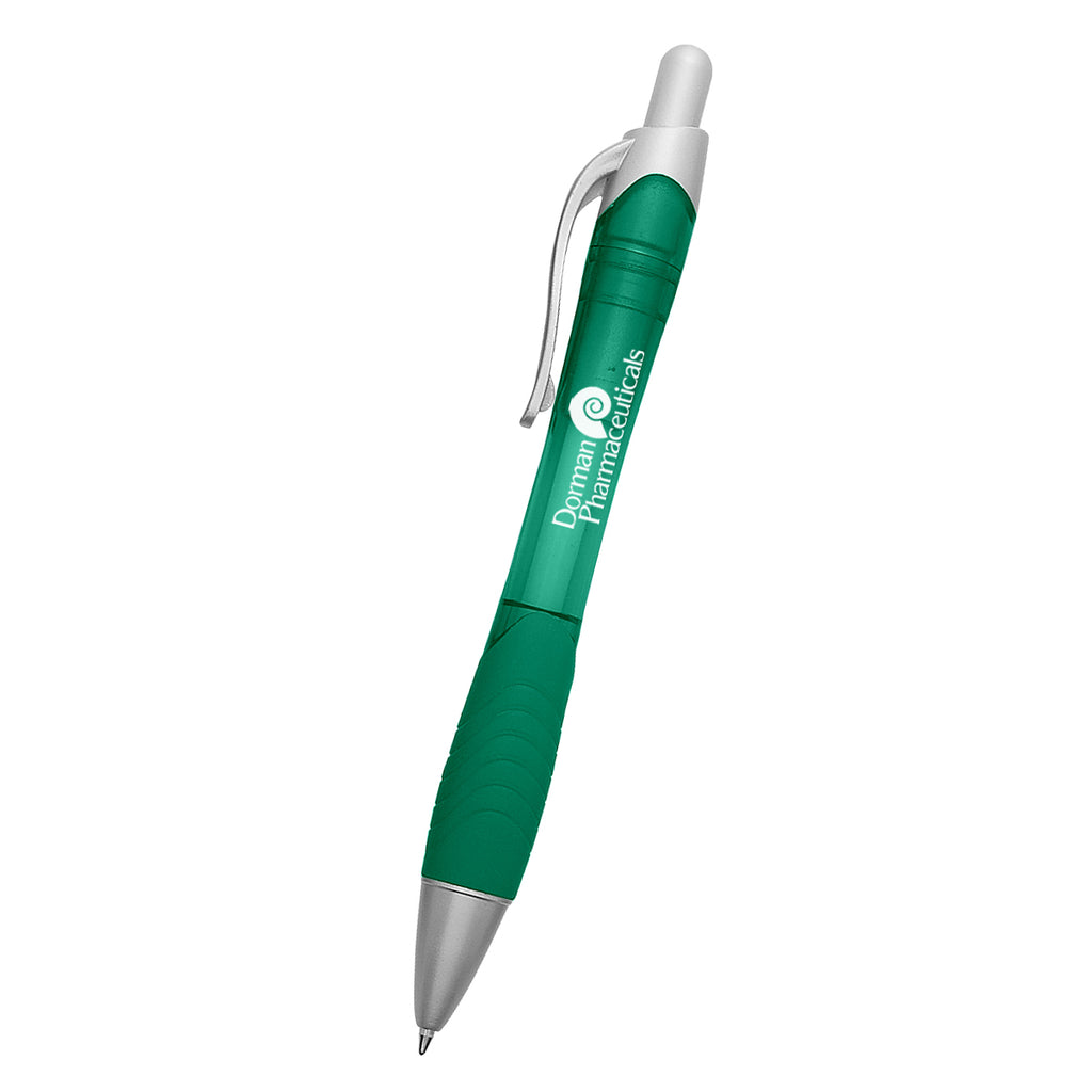 Rio Ballpoint Pen with a Contoured Rubber Grip - Green - Silk Screen