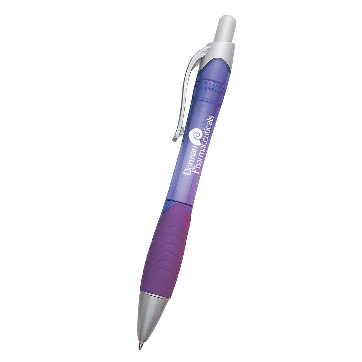 Rio Ballpoint Pen with a Contoured Rubber Grip - Purple - Silk Screen
