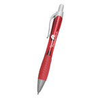 Rio Ballpoint Pen with a Contoured Rubber Grip - Red - Silk Screen