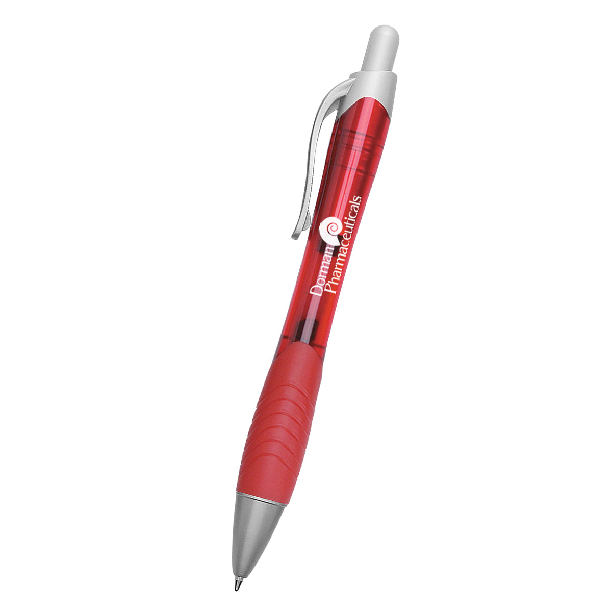 Rio Ballpoint Pen with a Contoured Rubber Grip - Red - Silk Screen