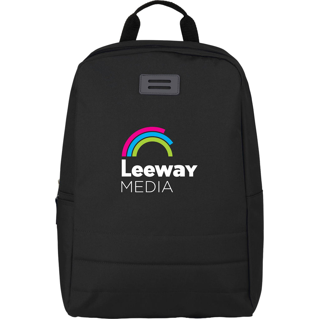 Ripple Recycled Laptop Backpack with Textured Base, 15 Inch Full Color - Black - Front