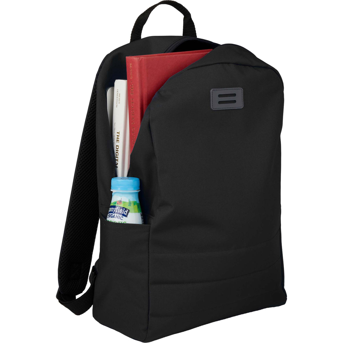 Ripple Recycled Laptop Backpack with Textured Base, 15 Inch Full Color - Black - Propped