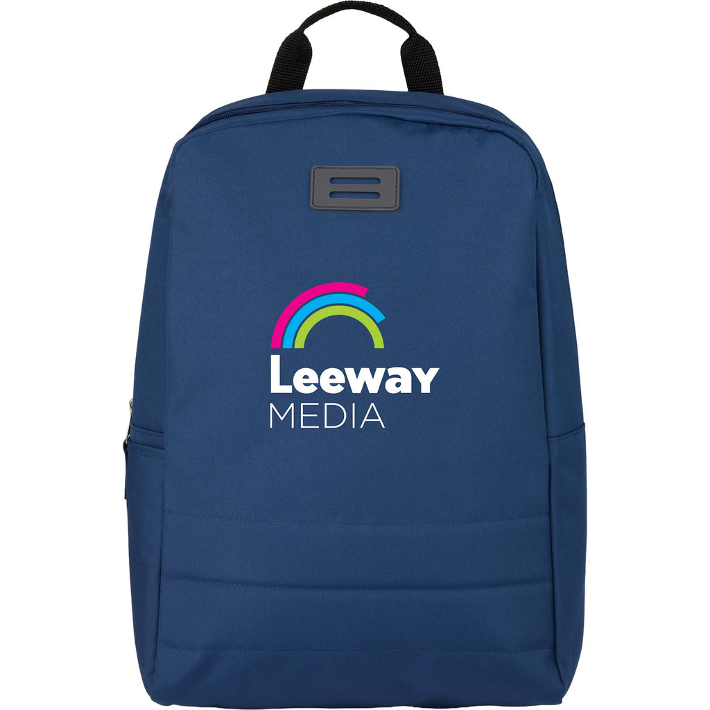 Ripple Recycled Laptop Backpack with Textured Base, 15 Inch Full Color - Navy - Front