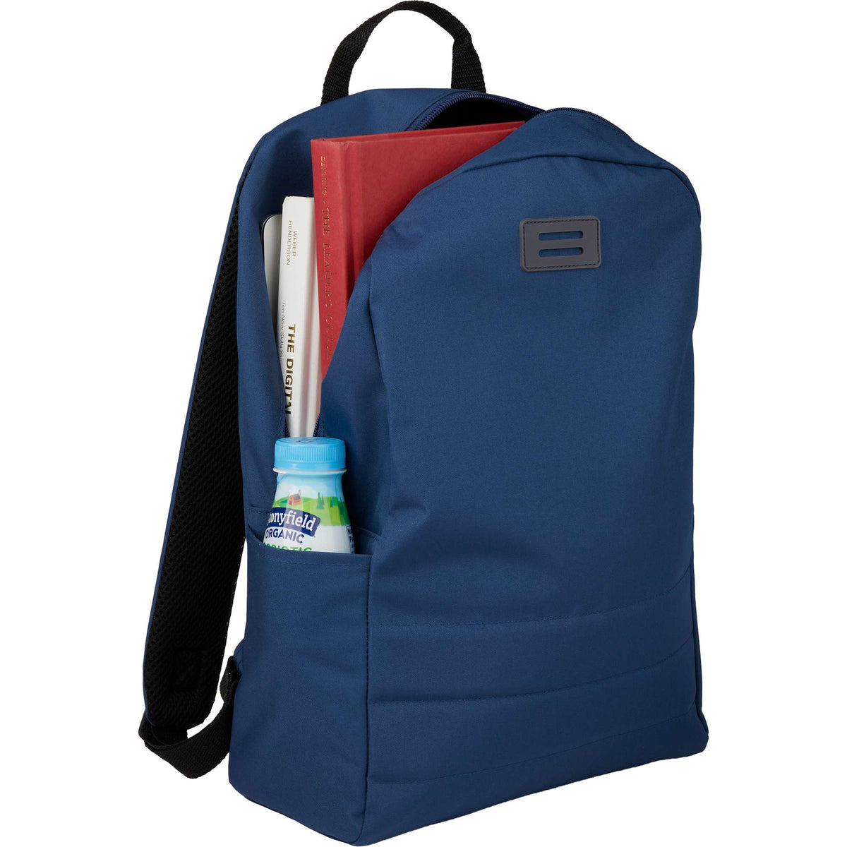 Ripple Recycled Laptop Backpack with Textured Base, 15 Inch - Navy - Propped