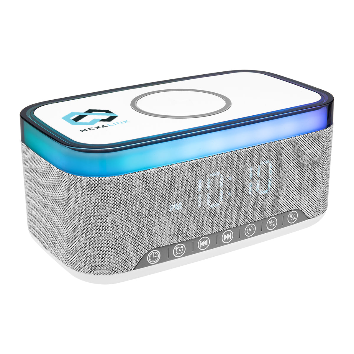 Rise and Shine Clock with Light-Up Speaker and Charger - Pad Print