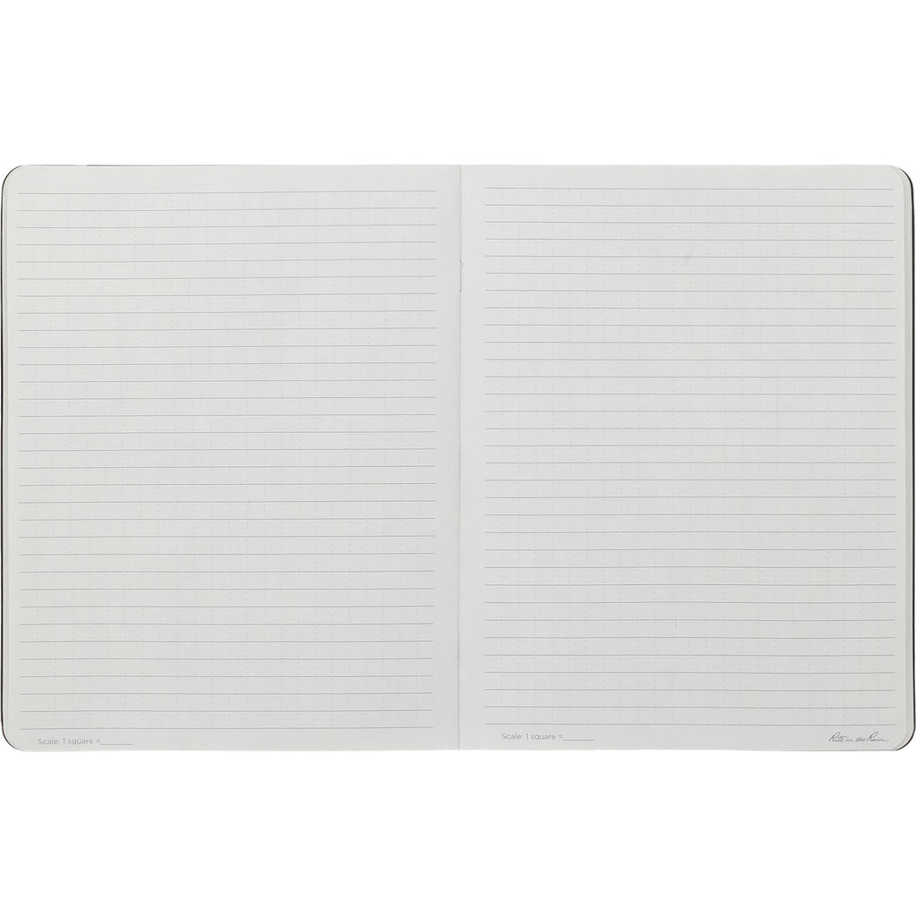 Rite in the Rain Stapled Field Notebook, 6.6 x 8.5 Inches - Black - Open