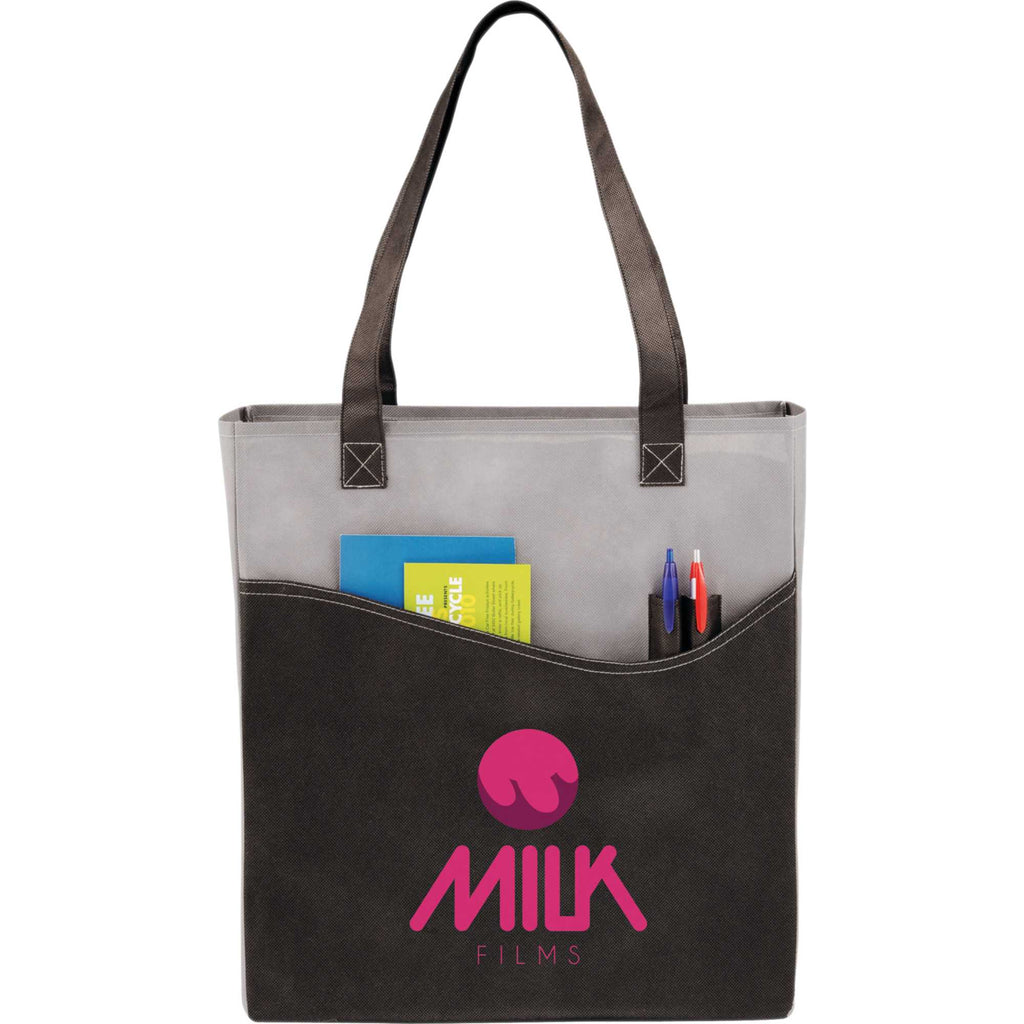 Rivers Convention Tote with Front Pocket and Pen Slots - Black - Front
