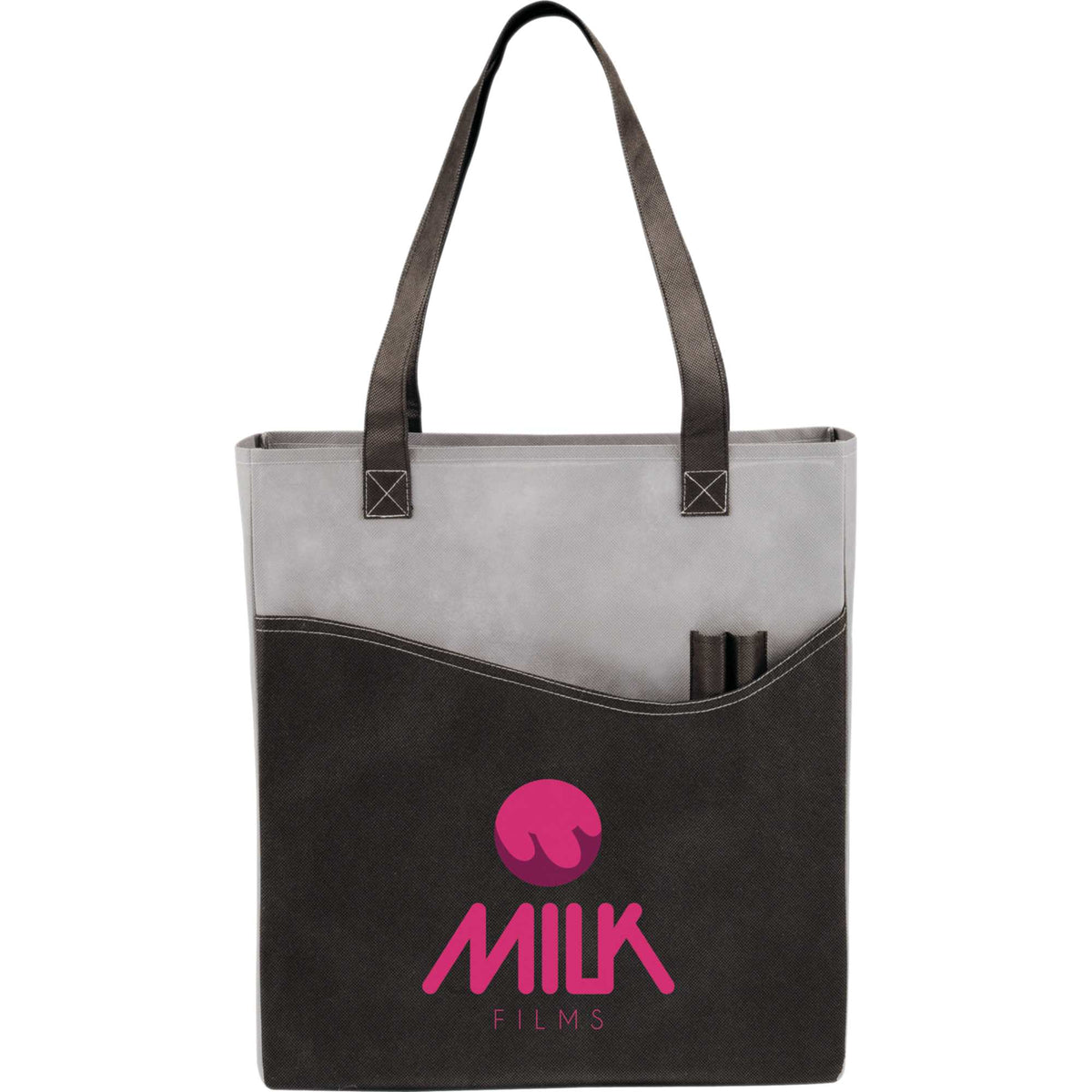 Rivers Convention Tote with Front Pocket and Pen Slots Full Color - Black - Photo