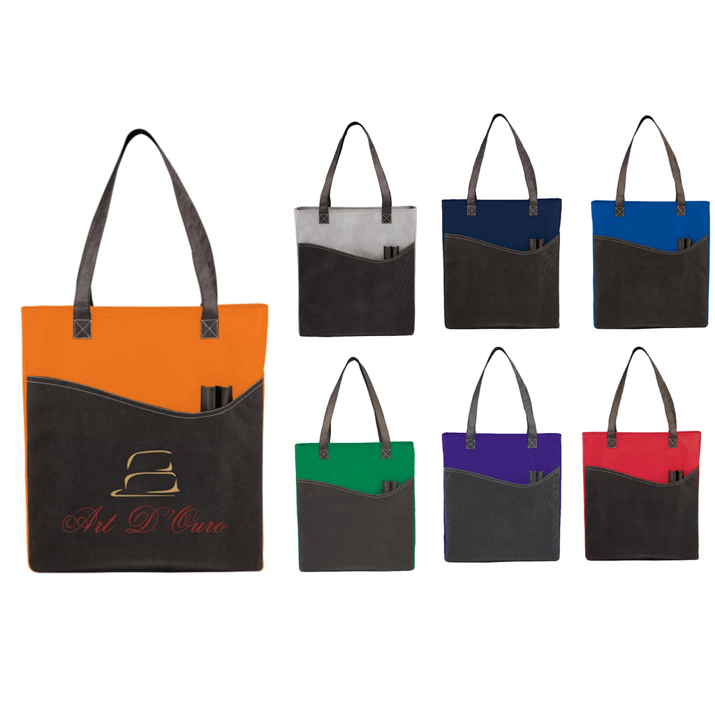 Rivers Convention Tote with Front Pocket and Pen Slots Full Color - Orange - Front Group