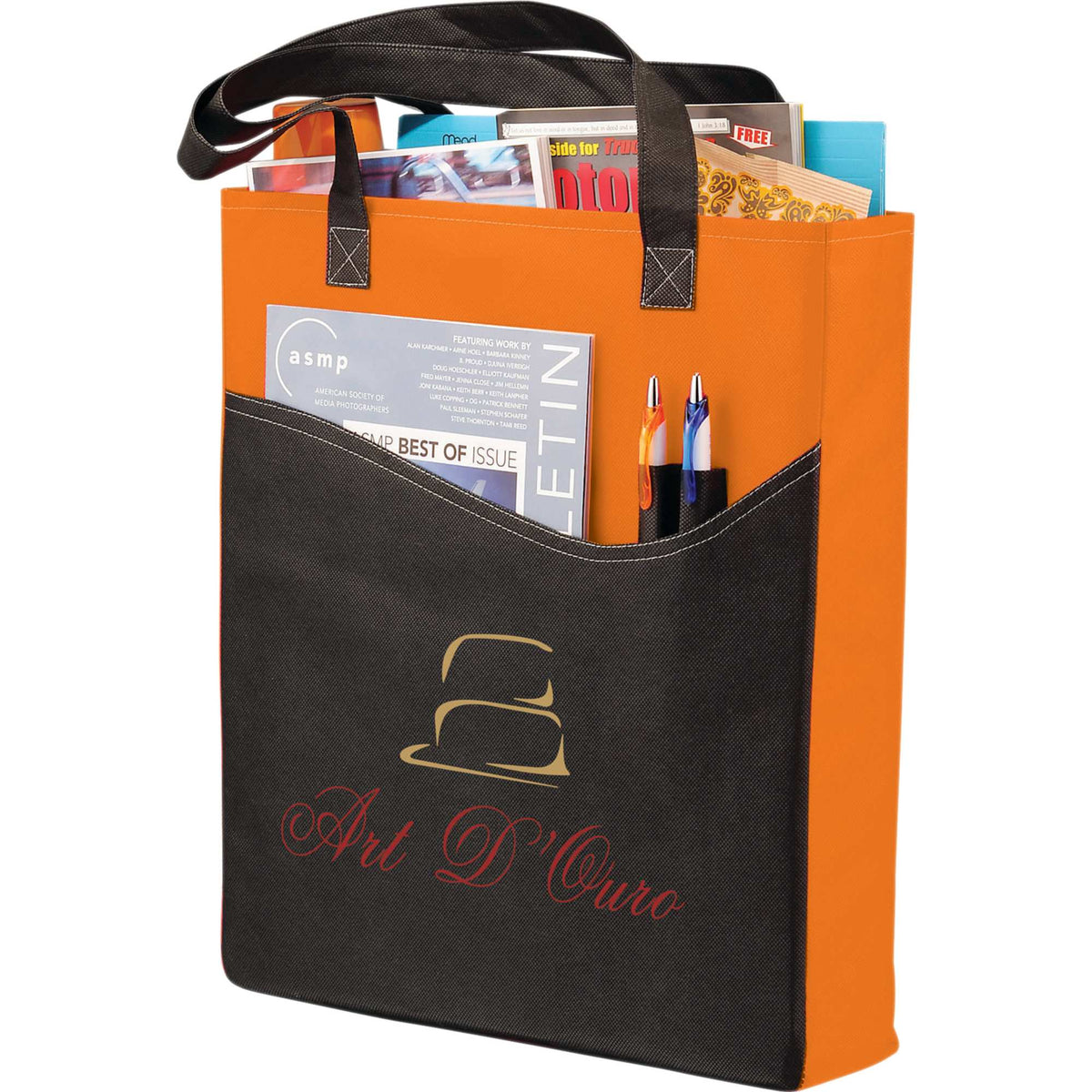 Rivers Convention Tote with Front Pocket and Pen Slots Full Color - Orange - Photo 2