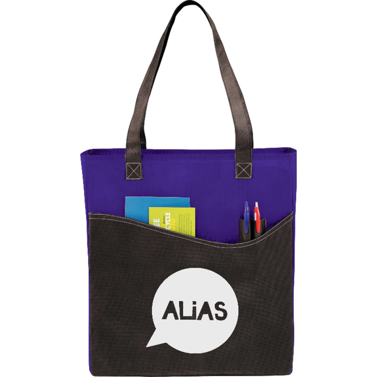 Rivers Convention Tote with Front Pocket and Pen Slots Full Color - Purple - Front