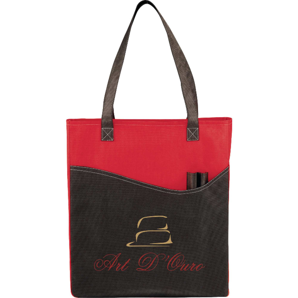 Rivers Convention Tote with Front Pocket and Pen Slots Full Color - Red with Black Trim - Photo
