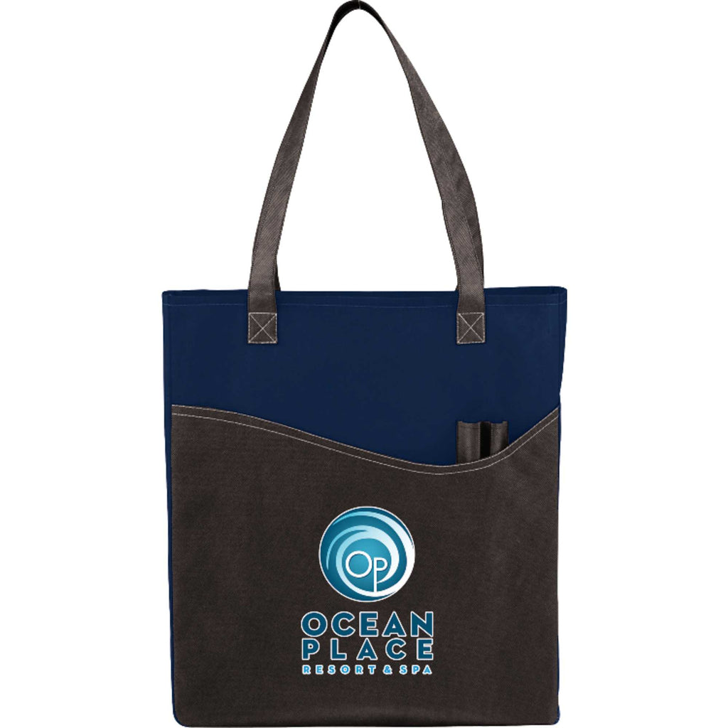 Rivers Convention Tote with Front Pocket and Pen Slots - Navy - Front