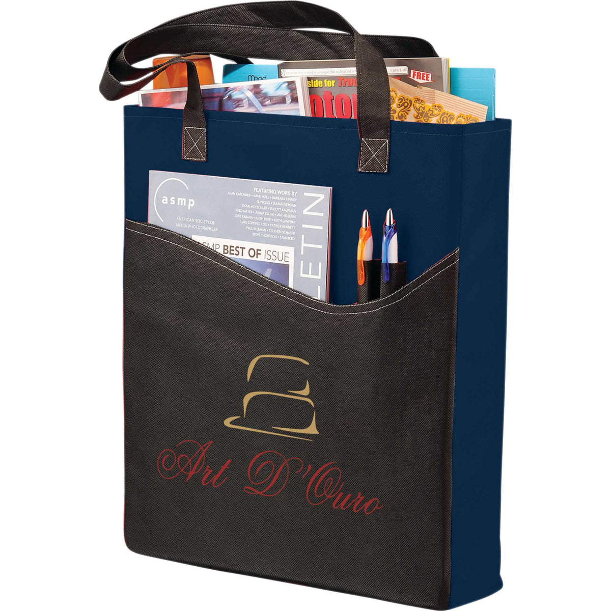 Rivers Convention Tote with Front Pocket and Pen Slots - Navy - Photo