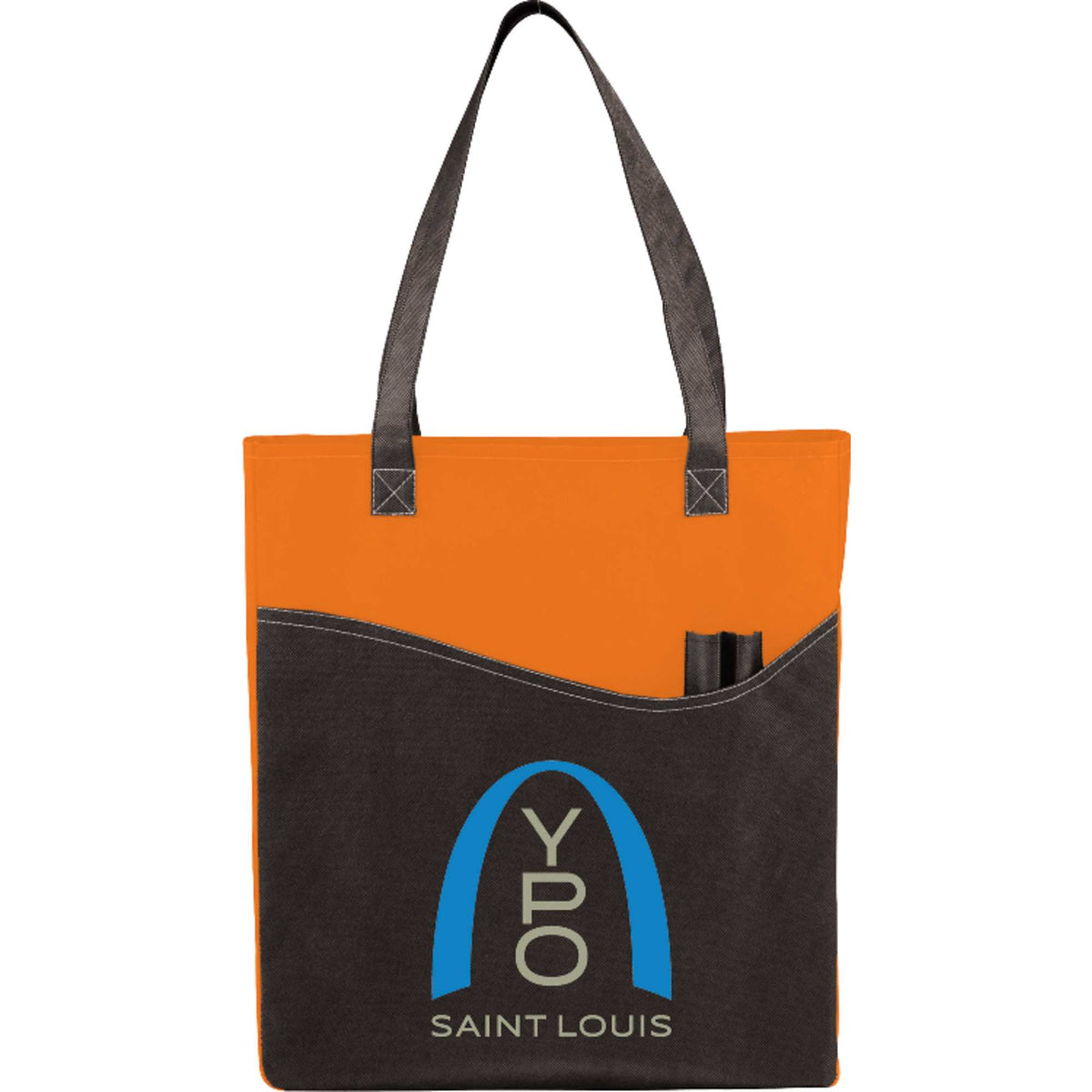 Rivers Convention Tote with Front Pocket and Pen Slots - Orange - Front