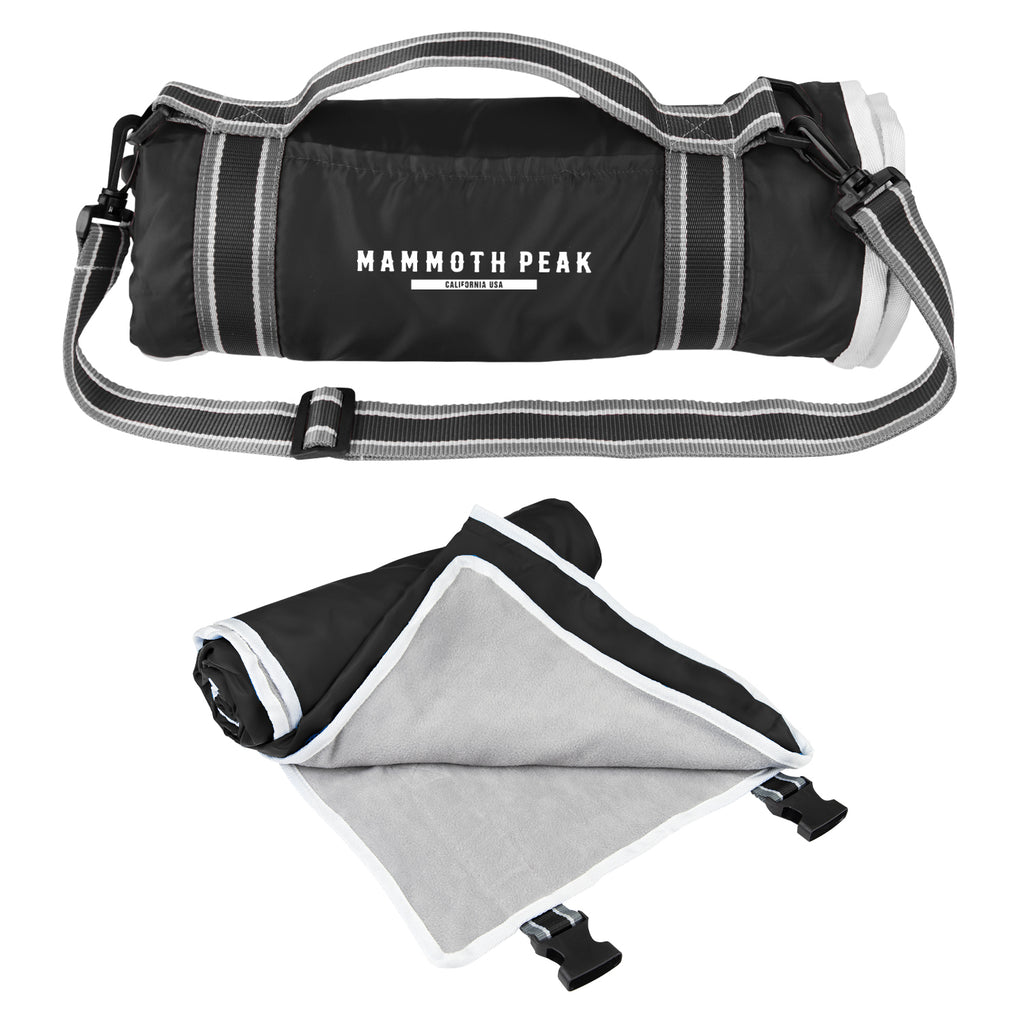 Riverside Roll-Up Blanket with Carry Handle - Black - Silk Screen