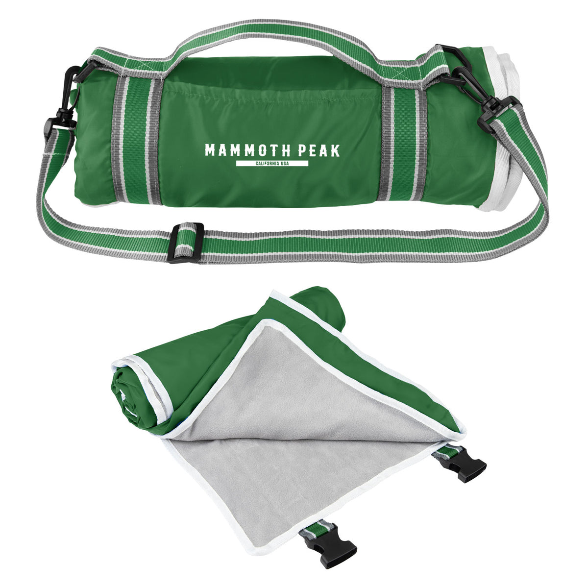 Riverside Roll-Up Blanket with Carry Handle - Green - Silk Screen