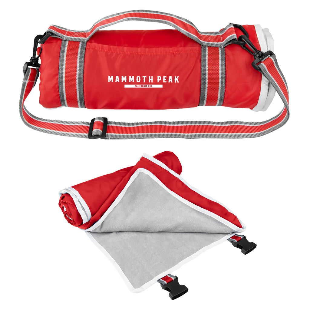 Riverside Roll-Up Blanket with Carry Handle - Red - Silk Screen