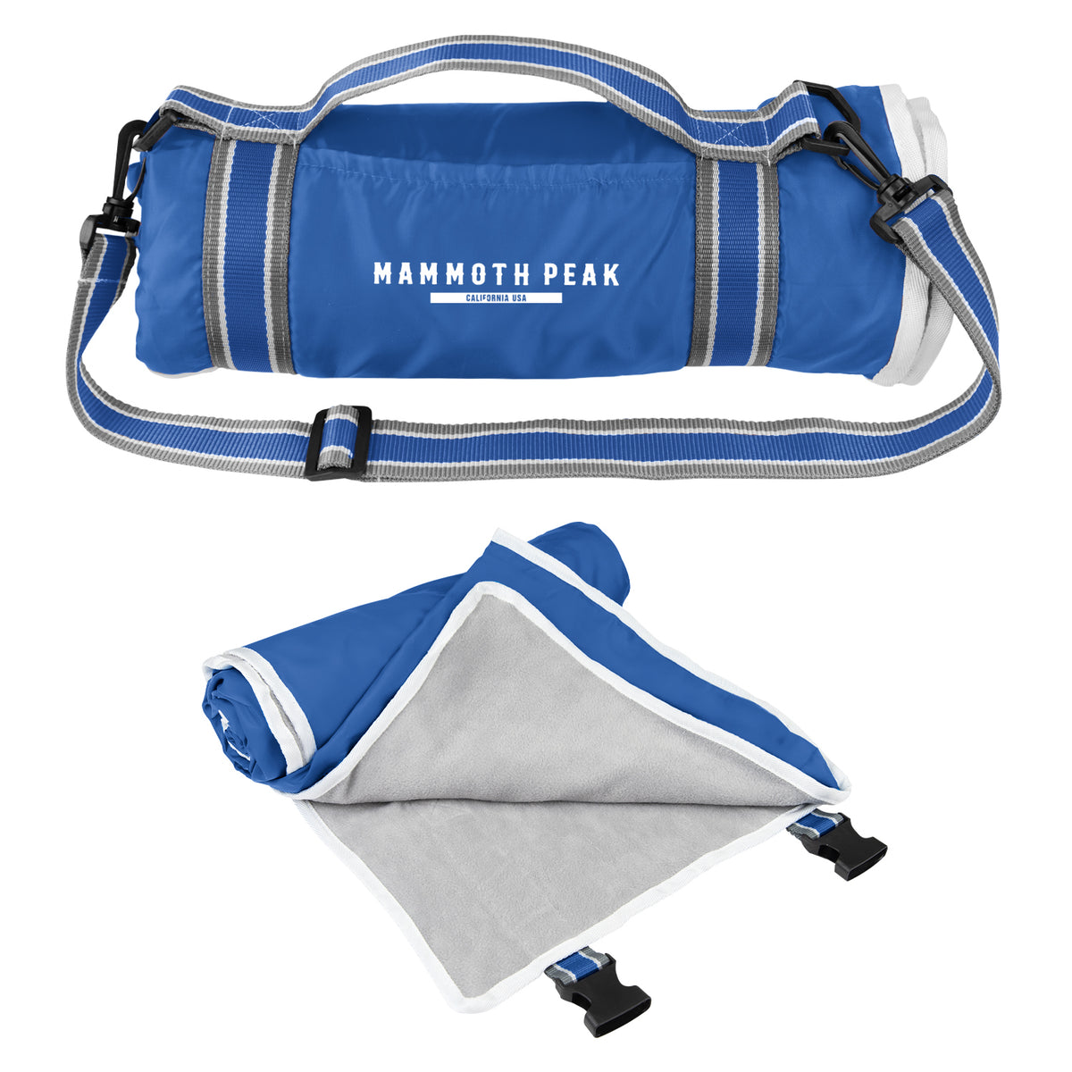 Riverside Roll-Up Blanket with Carry Handle - Royal Blue - Silk Screen