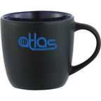 Riviera Electric Two Tone Ceramic Mug, 11 oz Laser Engraving - Black w/Blue Trim - Front