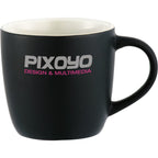 Riviera Electric Two Tone Ceramic Mug, 11 oz Laser Engraving - Black w/White Lining - Front