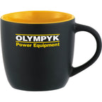 Riviera Electric Two Tone Ceramic Mug, 11 oz Laser Engraving - Black w/Yellow Lining - Front