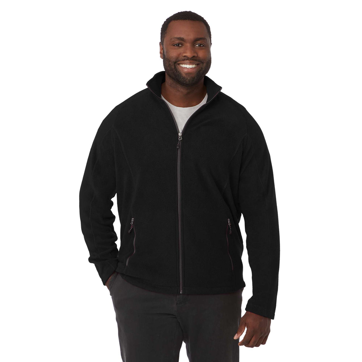 Rixford Anti-Pill Microfleece Full Zip Jacket for Men Embroidery - Black - Front