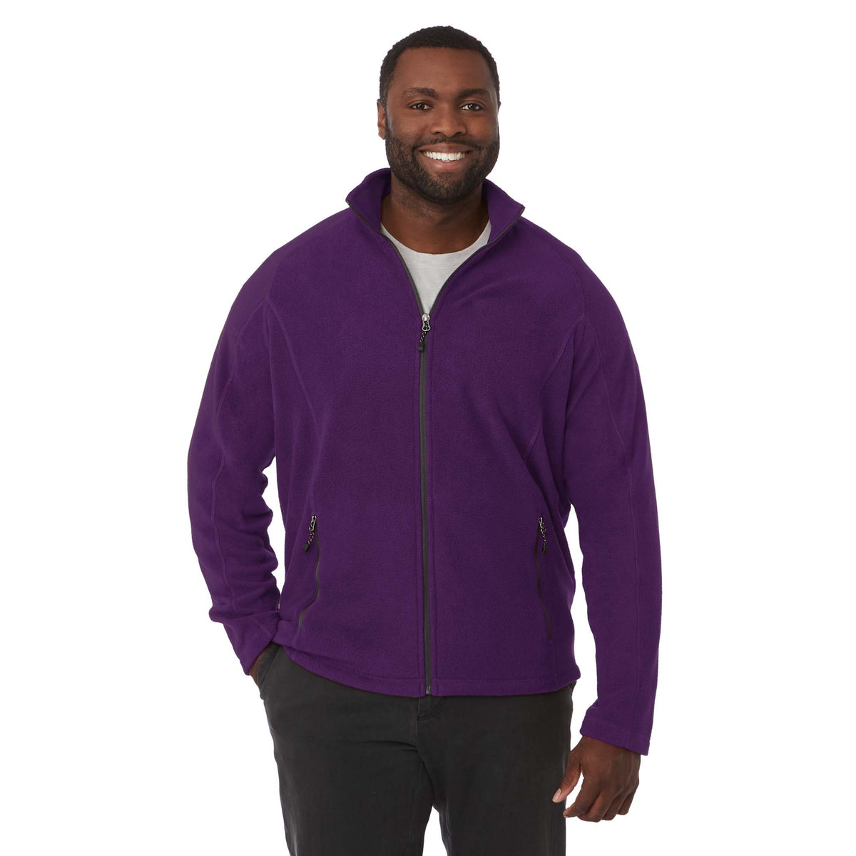 Rixford Anti-Pill Microfleece Full Zip Jacket for Men Embroidery - Dark Plum - Front