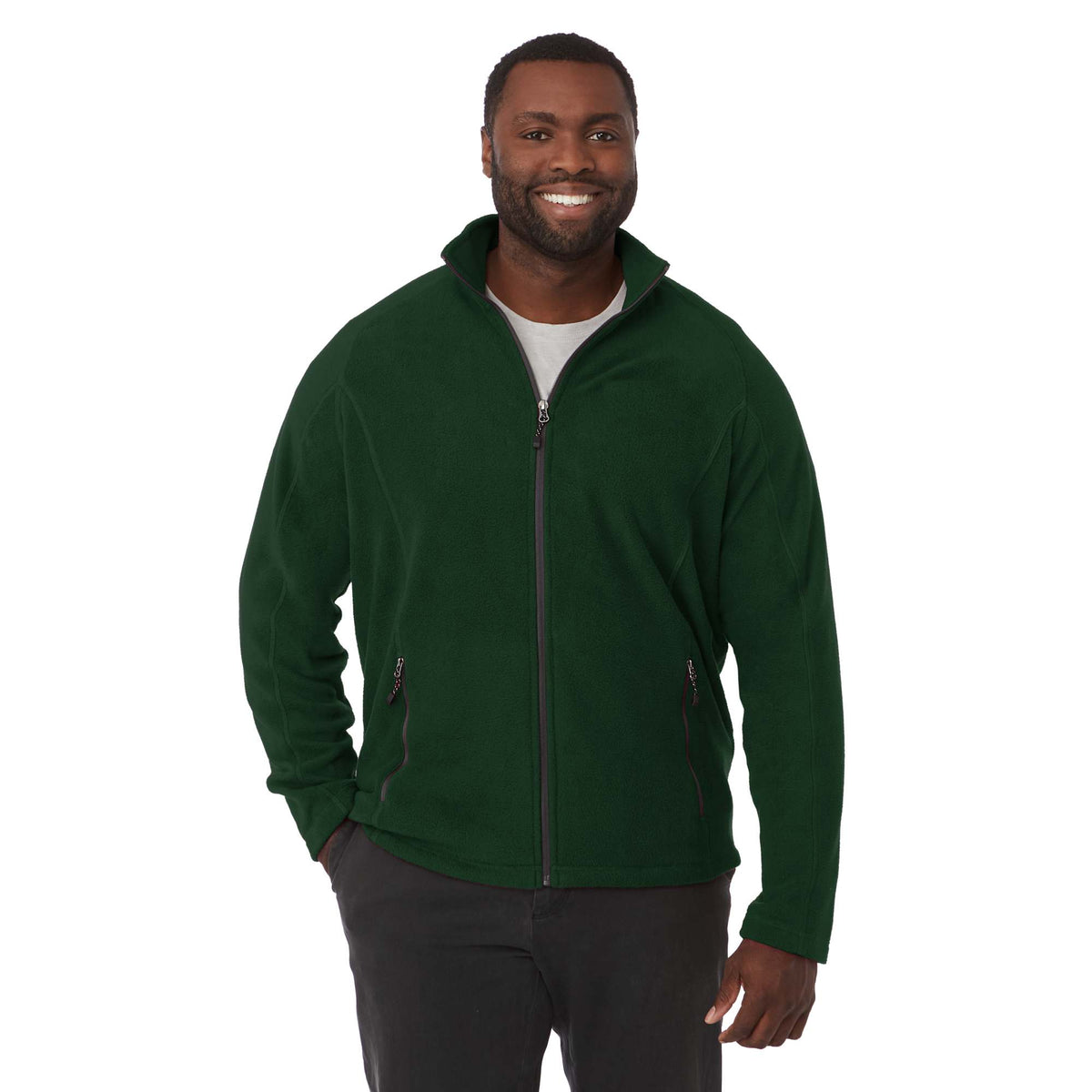 Rixford Anti-Pill Microfleece Full Zip Jacket for Men Embroidery - Forest Green - Front