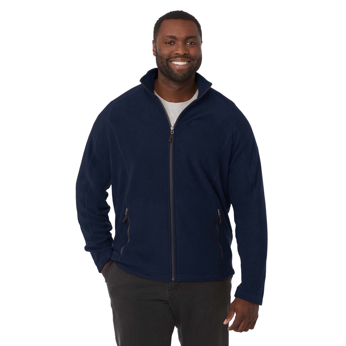 Rixford Anti-Pill Microfleece Full Zip Jacket for Men Embroidery - Navy - Front