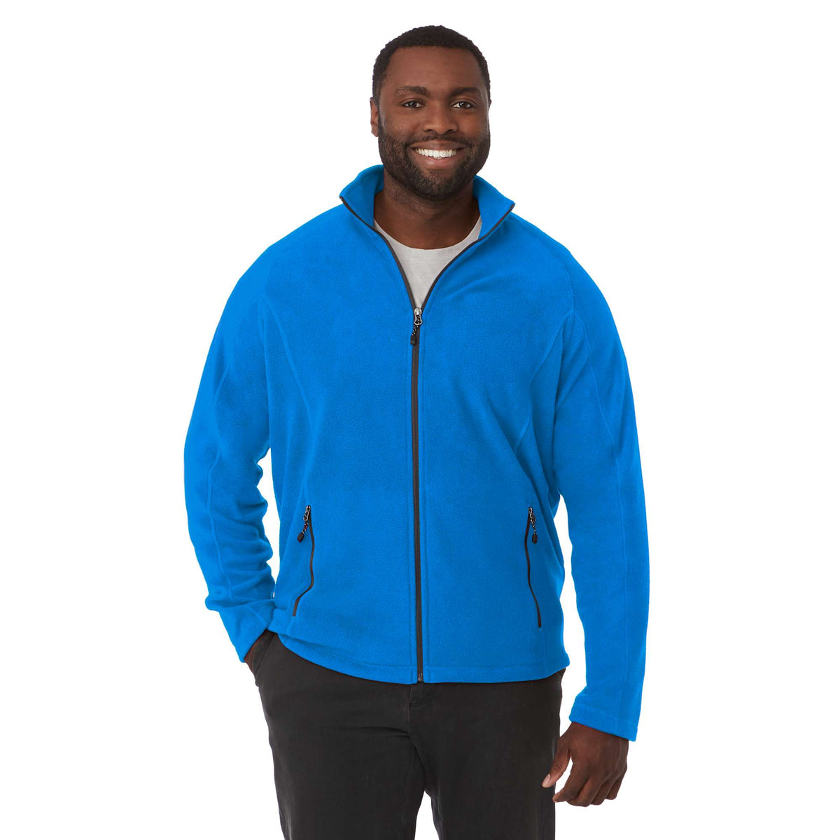 Rixford Anti-Pill Microfleece Full Zip Jacket for Men Embroidery - Olympic Blue - Front