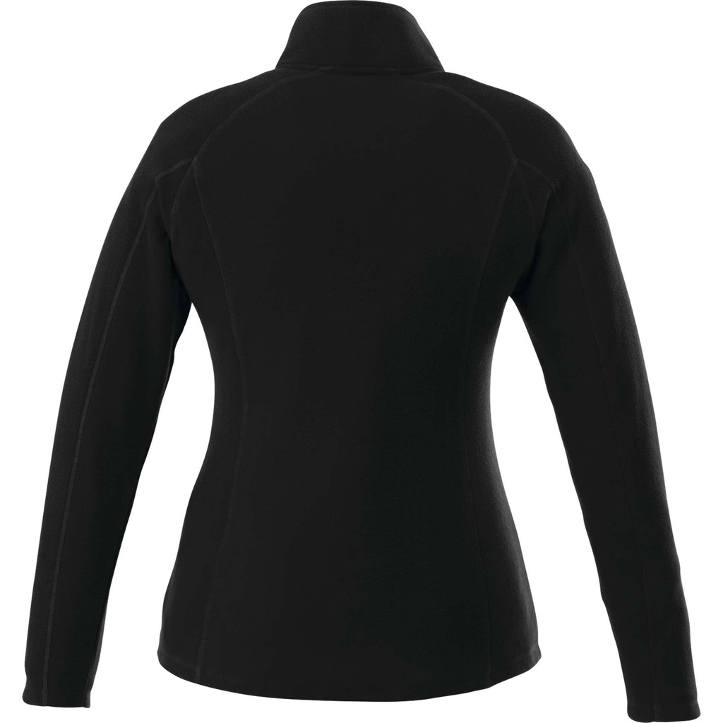 Rixford Anti-Pill Microfleece Full Zip Jacket for Women Embroidery - Black - Back Flat