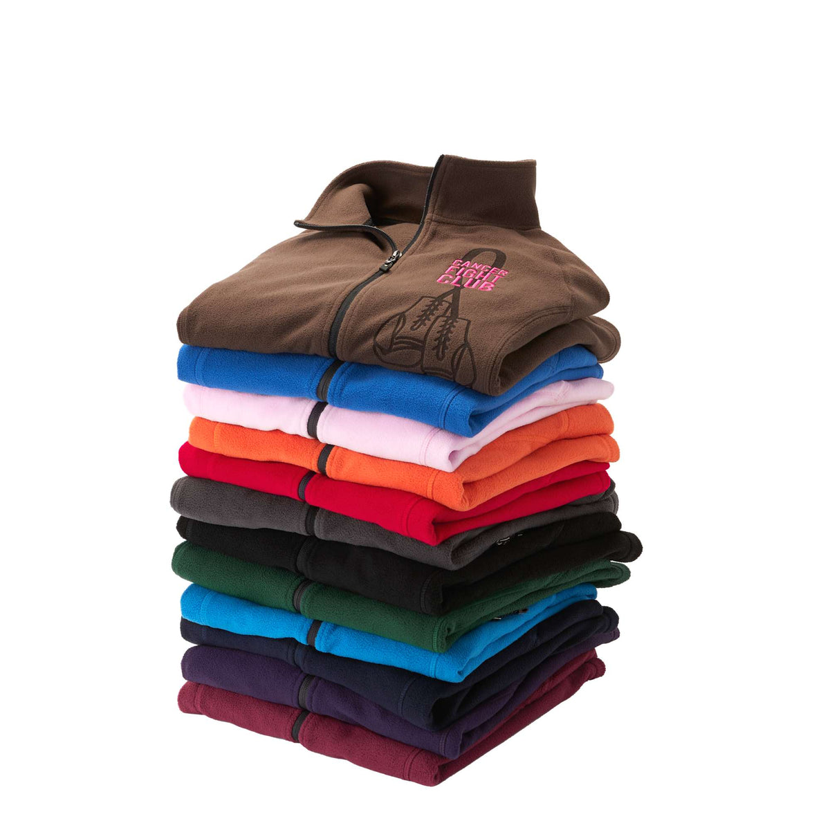Rixford Anti-Pill Microfleece Full Zip Jacket for Women Embroidery - Chocolate - Flat