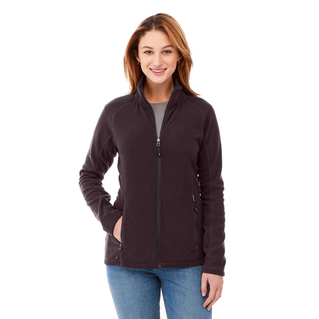 Rixford Anti-Pill Microfleece Full Zip Jacket for Women Embroidery - Chocolate - On Model