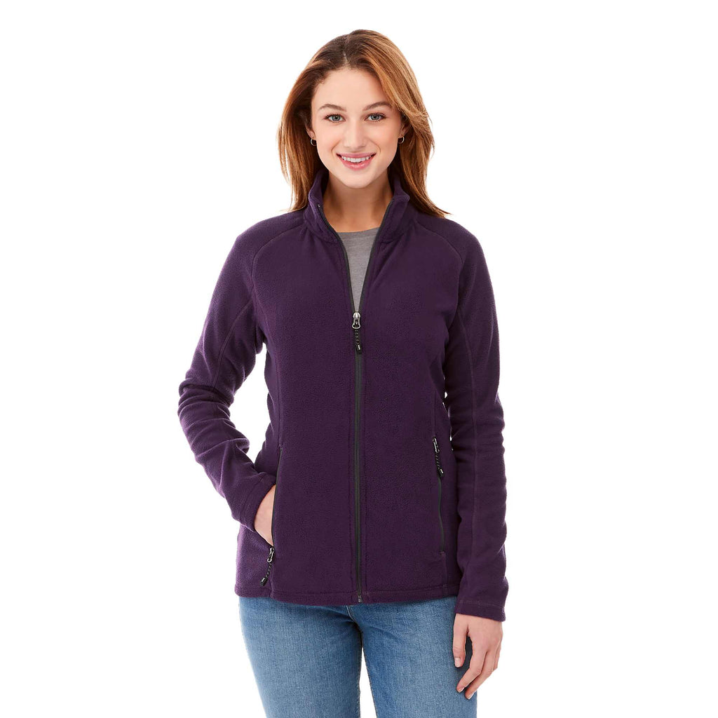 Rixford Anti-Pill Microfleece Full Zip Jacket for Women Embroidery - Dark Plum - On Model 2