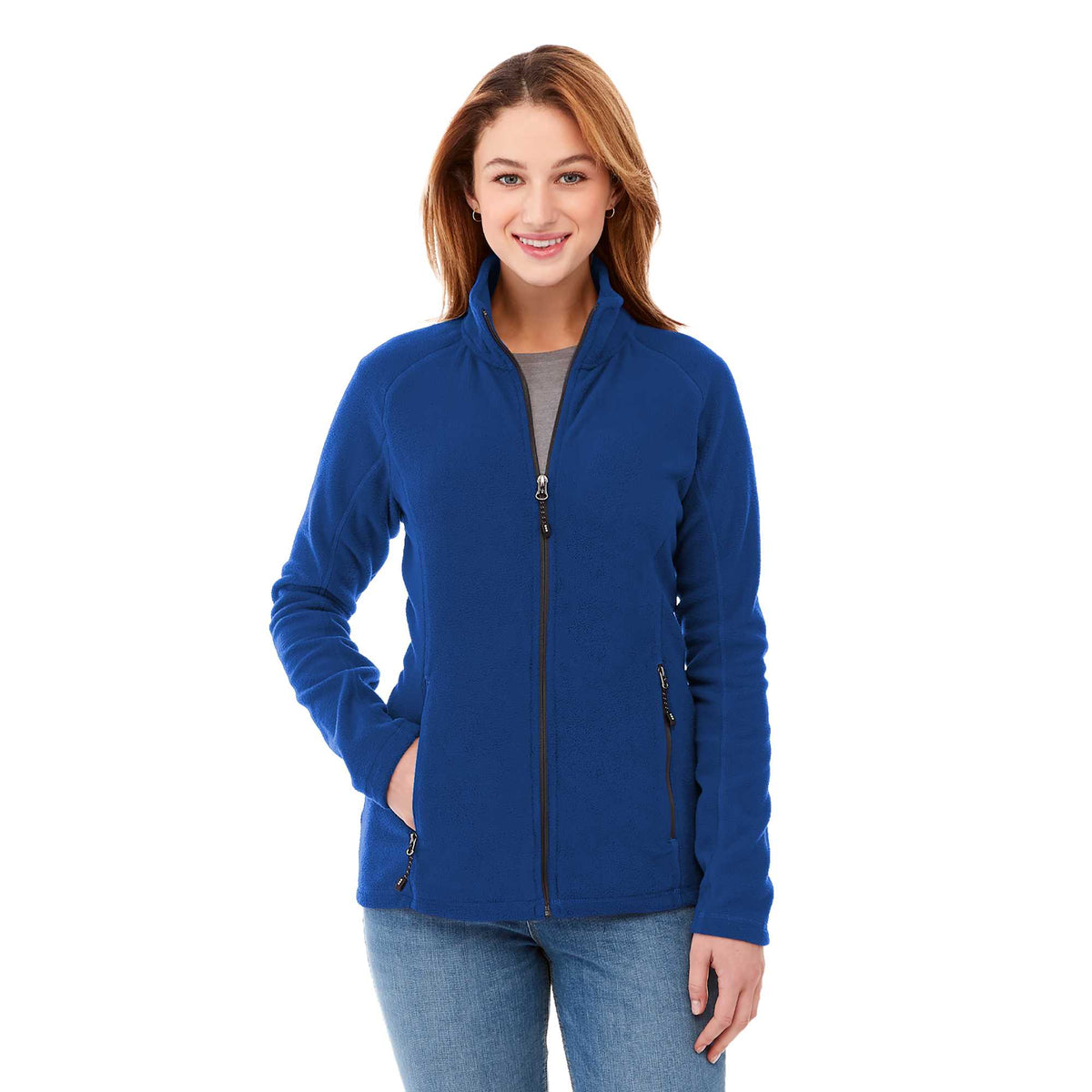 Rixford Anti-Pill Microfleece Full Zip Jacket for Women Embroidery - New Royal - On Model