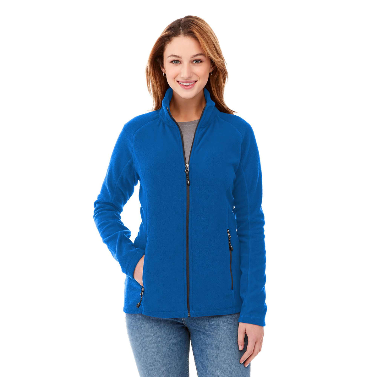 Rixford Anti-Pill Microfleece Full Zip Jacket for Women Embroidery - Olympic Blue - On Model