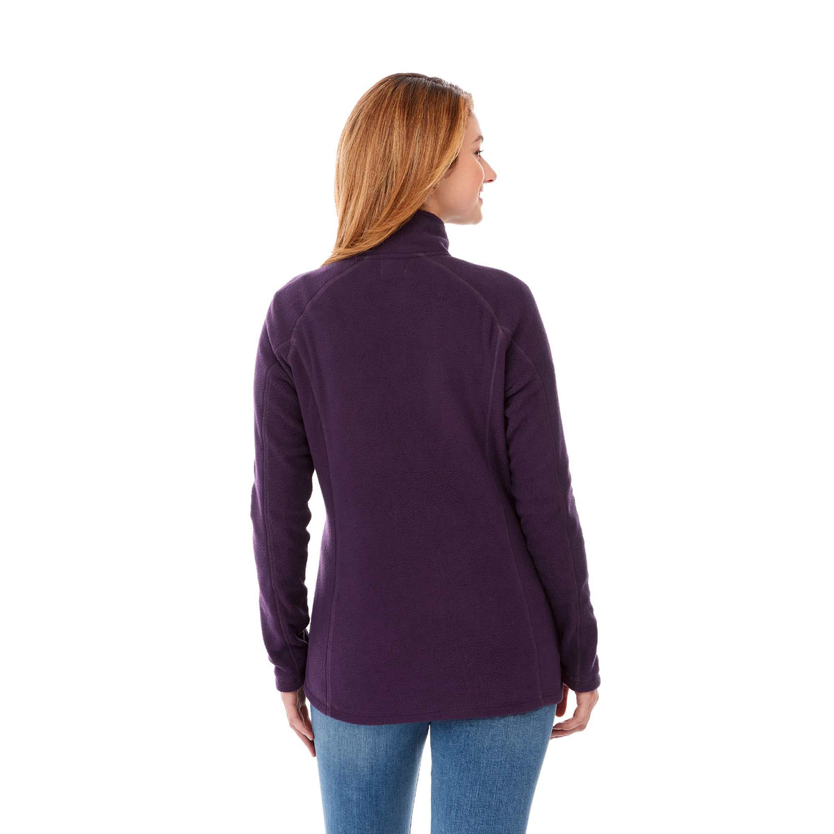 Rixford Anti-Pill Microfleece Full Zip Jacket for Women Laser Engraving - Dark Plum - Back On Model