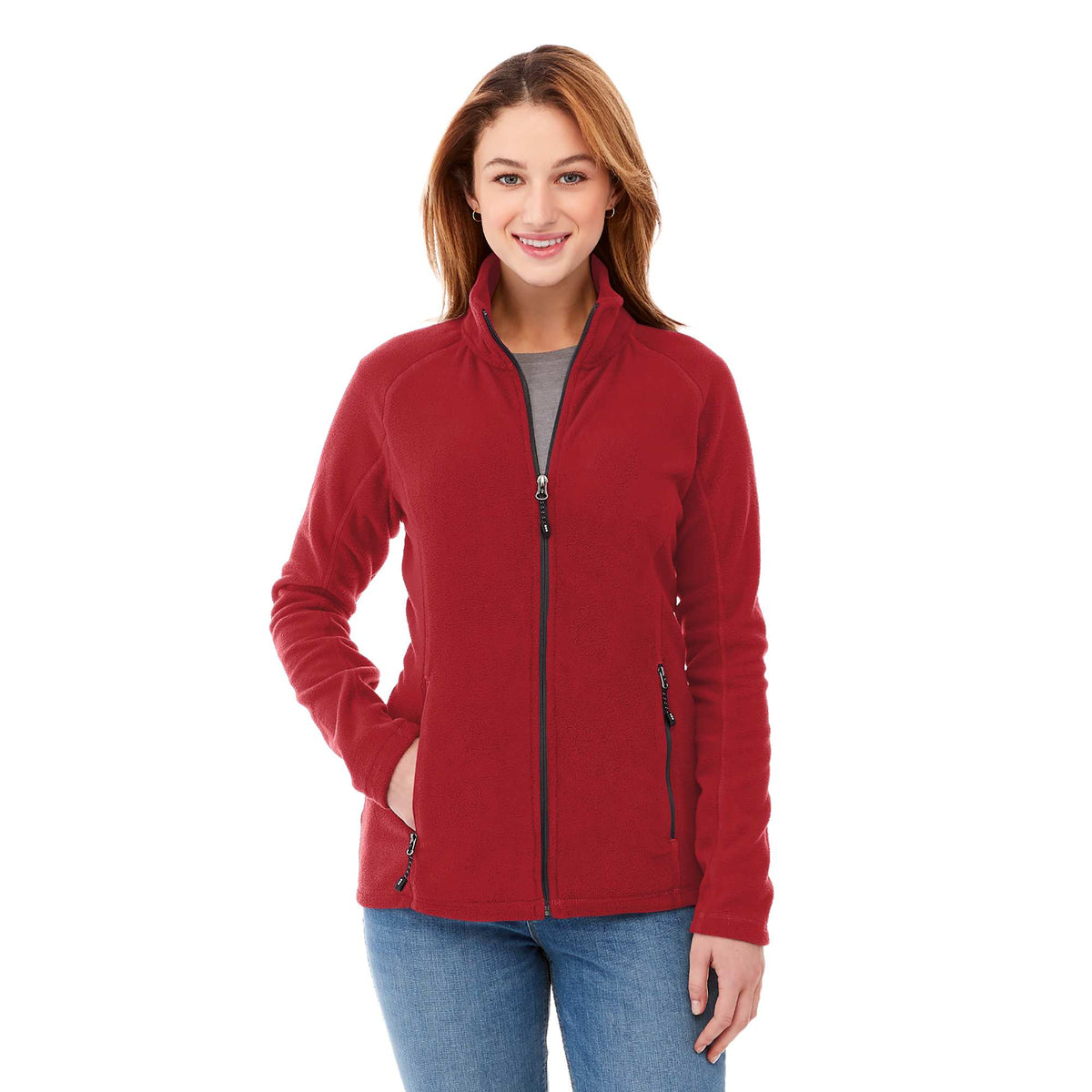 Rixford Anti-Pill Microfleece Full Zip Jacket for Women Laser Engraving - Team Red - On Model