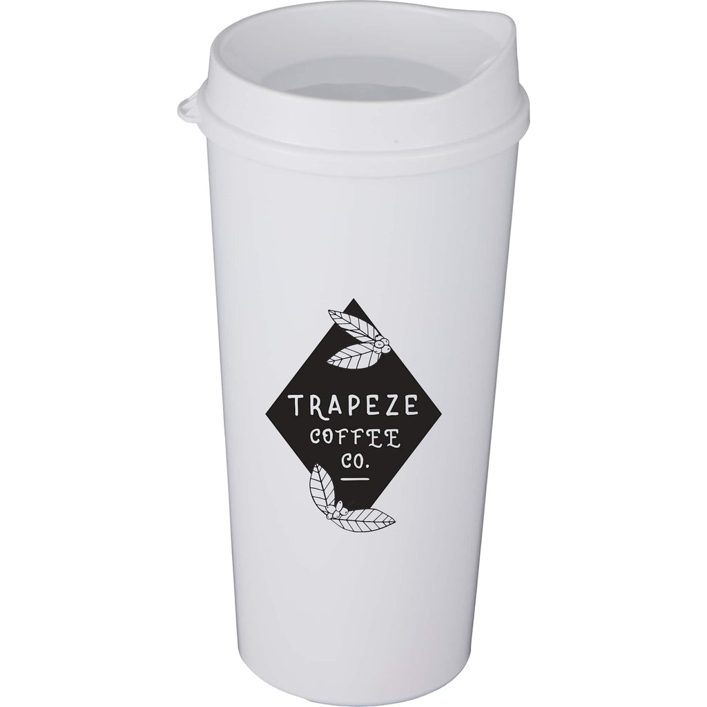 Roadmaster Travel Tumbler with Sip-Through Lid, 20 oz - White - Front